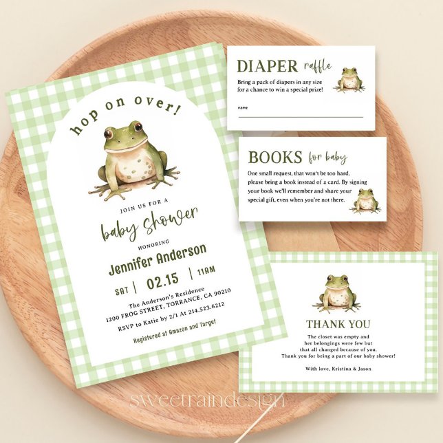 Hop On Over Frog Theme Baby Shower Invitation (Creator Uploaded)