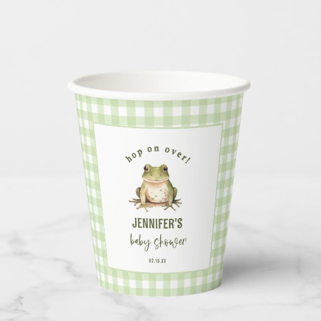 Hop On Over Frog Theme Baby Shower Paper Cups (Front)