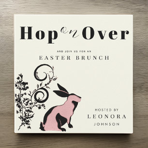 Hop On Over Modern Bunny Easter Brunch Invitation