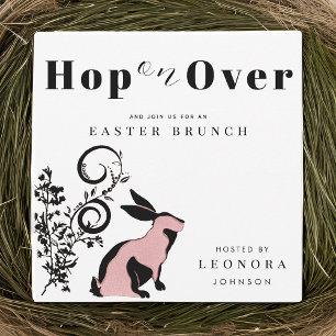 Hop On Over Modern Bunny Easter Brunch Invitation