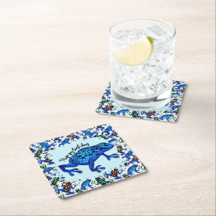 Hop-py Birthday Tropical Frog Drink Coasters