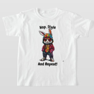 Hop, Style, and Repeat - Trendy Bunny Tee for kids
