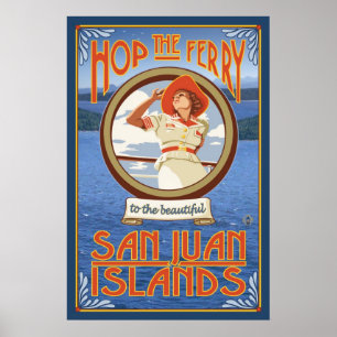 Hop the Ferry - San Juan Islands, WA Travel Poster