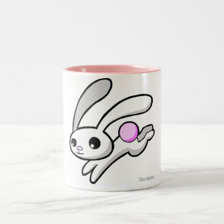 Hop the Rabbit with fluffy pink tail drinking mug