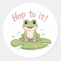 Hop to It! Cute Frog Lily Pad Sticker