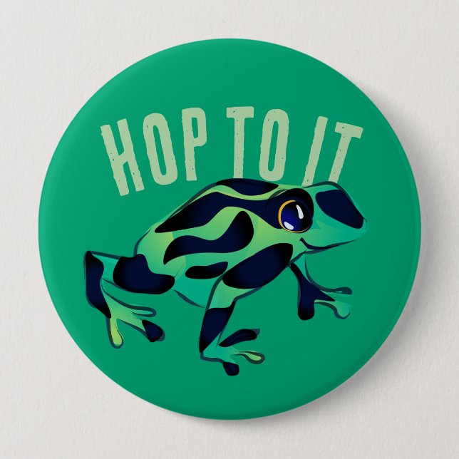 Hop To It Green Frog Button (Front)