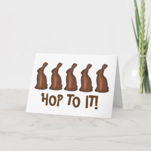 Hop To It Happy Easter Chocolate Bunny Rabbits Holiday Card