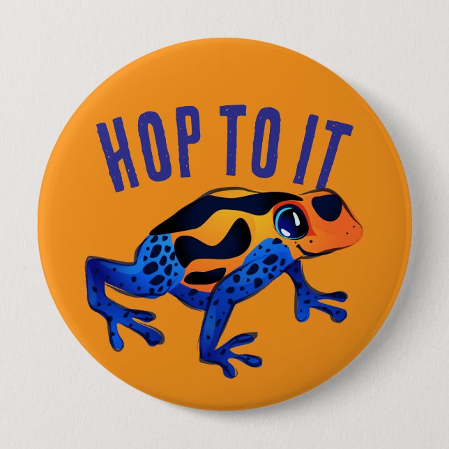 Hop To It Orange Frog Button (Front)