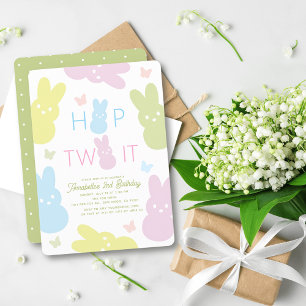 Hop Two It Bunny & Butterfly 2nd Birthday Invitation