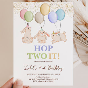 Hop Two It Easter 2nd Birthday Invitation