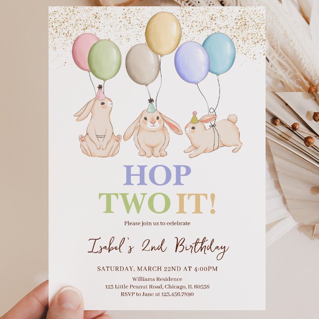 Hop Two It Easter 2nd Birthday Invitation (Creator Uploaded)