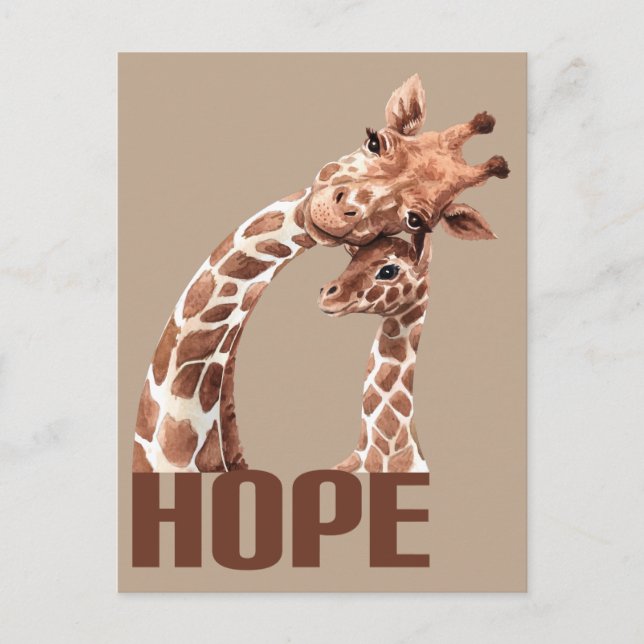Hope Adorable Mum and Baby Giraffe Postcard (Front)