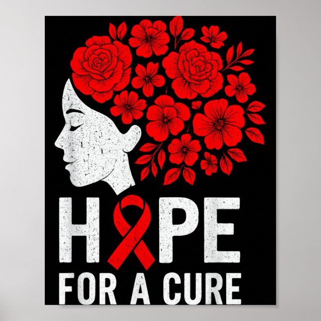 Hope Aids Butterfly Red Ribbon Hiv Aids Awareness  Poster (Front)