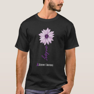 Hope Alzheimer's Awareness Flower Purple Ribbon Su T-Shirt