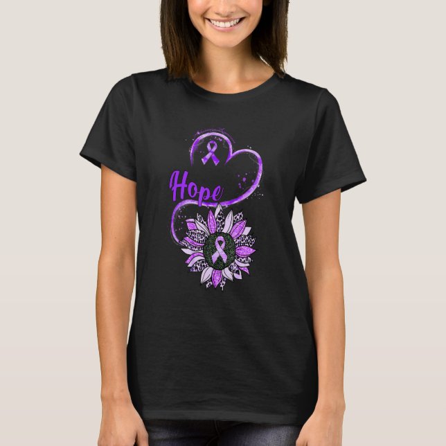 Hope Alzheimer's Awareness Purple Ribbon Sunflower T-Shirt (Front)