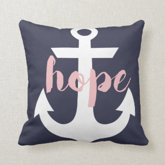 Hope Anchor Pillow - Navy