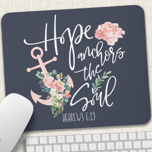 Hope Anchors The Soul Floral Religious Mouse Pad