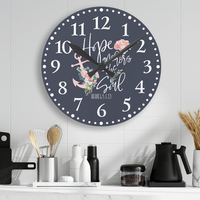 Hope Anchors The Soul Floral Religious Round Clock (Creator Uploaded)