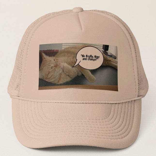 Hope and Change Orange Tabby Cat Trucker Hat (Front)