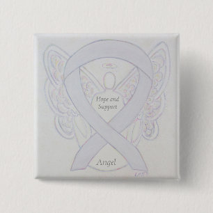 Hope and Support White Ribbon Angel Pin