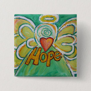 Hope Angel Word Art Pendant Button Pins