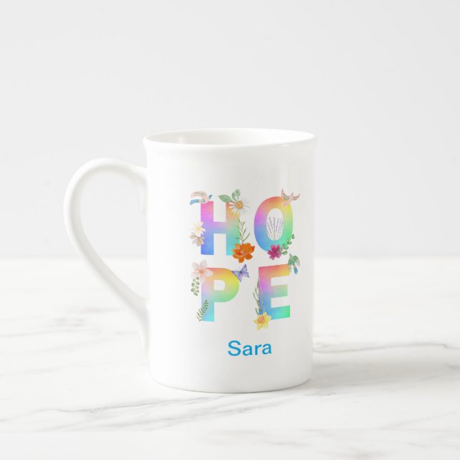 Hope Artistic Positive Motivational Inspirational Bone China Mug (Left)