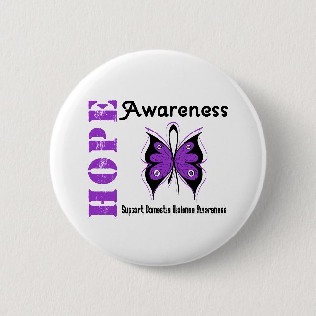 Hope Awareness Butterfly Domestic Violence 6 Cm Round Badge (Front)