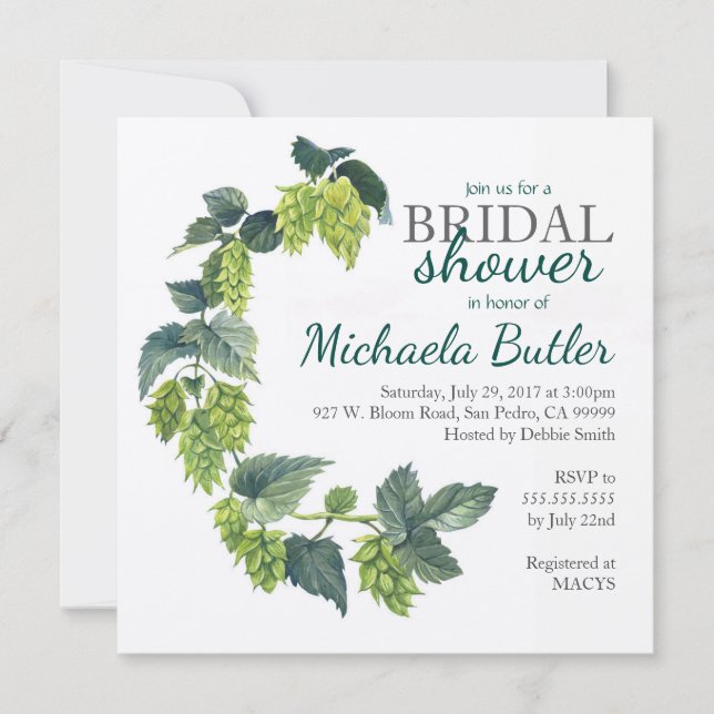 Hope, Beer Wedding Shower Invitation (Front)