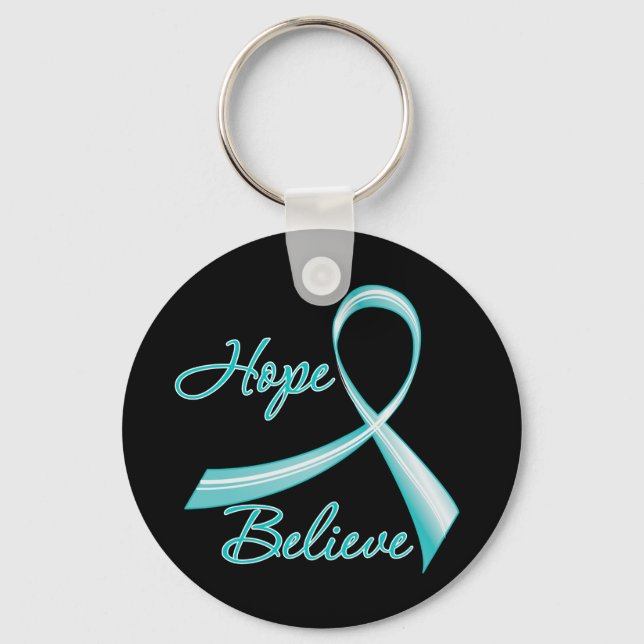 Hope Believe Ovarian Cancer Key Ring (Front)