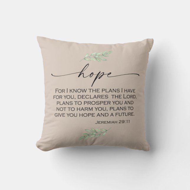 Hope Bible Verse from Jeremiah 29:11 Cushion (Front)