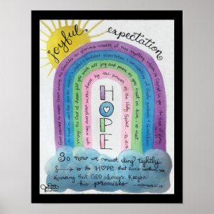 Hope Bible Verse Watercolor Rainbow Inspirational Poster