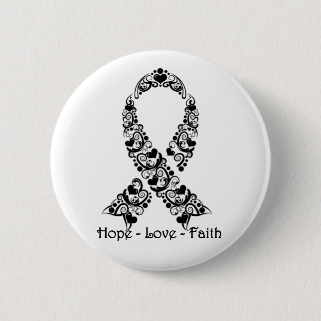 Hope Black Awareness Ribbon 6 Cm Round Badge (Front)