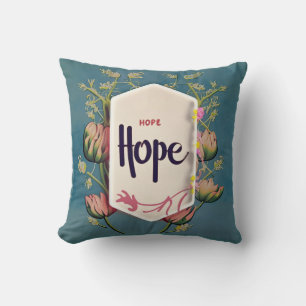 Hope Blooms - Elegant Floral Typography  Cushion