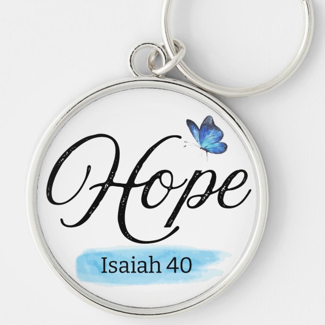 Hope Blue Butterfly  Key Ring (Front)