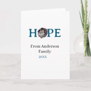 Hope blue holidays bold letter kids photo name yea card