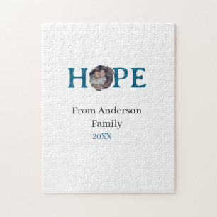 Hope blue holidays bold letter kids photo name yea jigsaw puzzle
