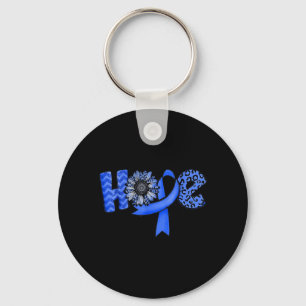 Hope Blue Ribbon Suower Colourectal Colon Cancer Key Ring