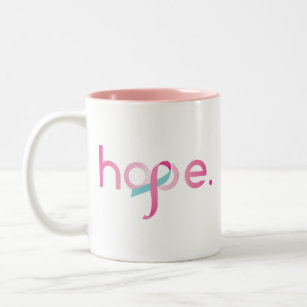 Hope Breast Cancer Awareness Pink Ribbon Two-Tone Coffee Mug