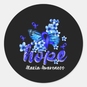 Hope Butterfly Blue Ribbon Ataxia Awareness Classic Round Sticker