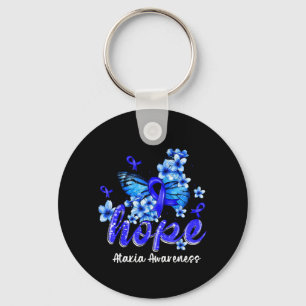 Hope Butterfly Blue Ribbon Ataxia Awareness Key Ring