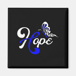 Hope Butterfly Blue Ribbon Colon Cancer Support Su Magnet