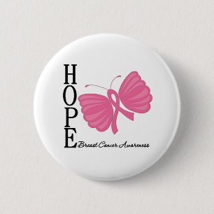 Hope Butterfly Breast Cancer 6 Cm Round Badge