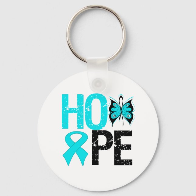 HOPE Butterfly Ribbon Addiction Recovery Key Ring (Front)