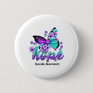 Hope Butterfly Semicolon Suicide Awareness Gifts 6 Cm Round Badge