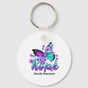 Hope Butterfly Semicolon Suicide Awareness Gifts Key Ring