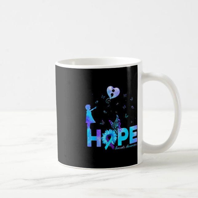 HOPE Butterfly Sunflower Suicide Prevention Awaren Coffee Mug (Right)