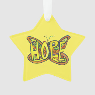 Hope Butterfly Word Art Gift Holiday Ornament