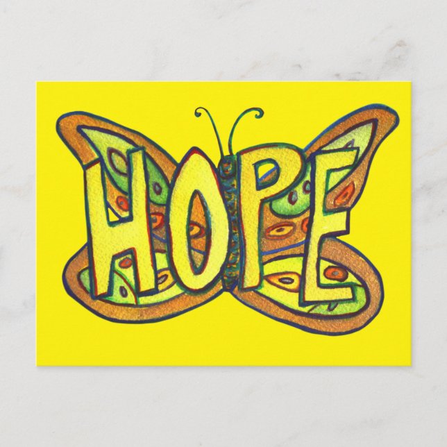 Hope Butterfly Word Art Inspirational Postcards (Front)