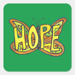 Hope Butterfly Word Art Inspirational Stickers