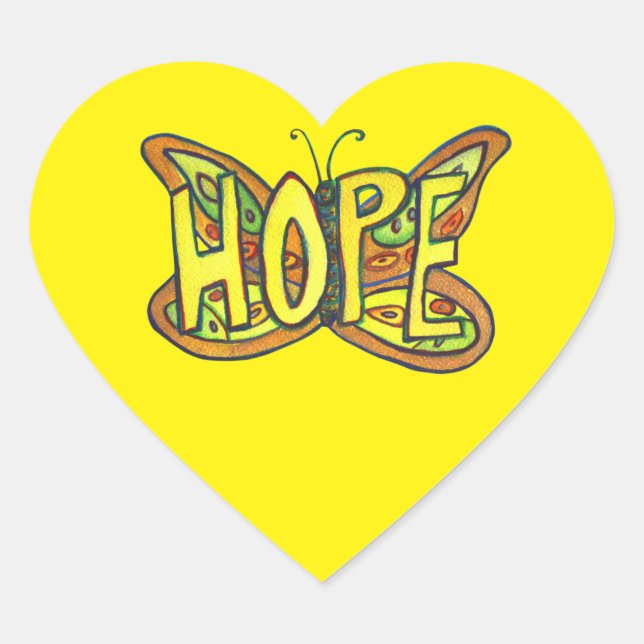 Hope Butterfly Word Art Inspirational Stickers (Front)